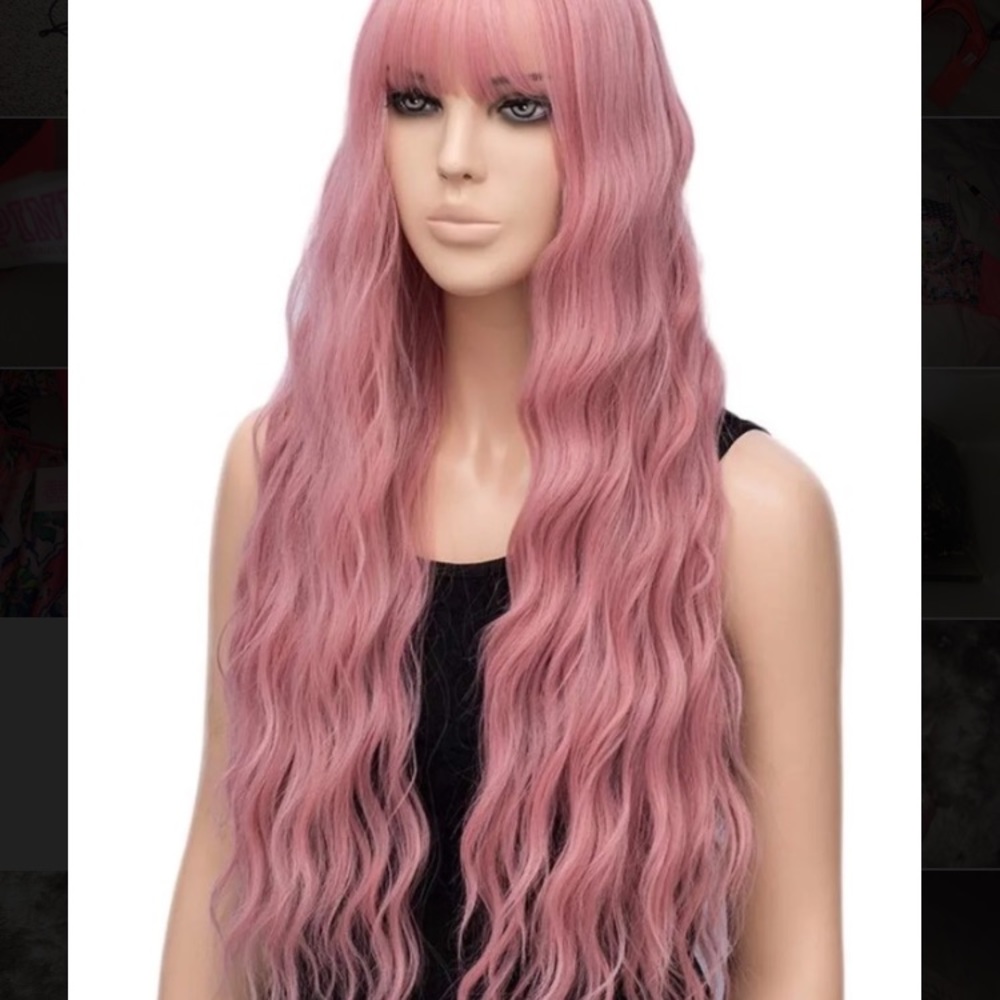 Long pink wig
